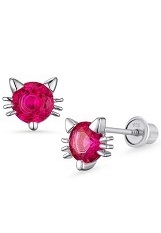 handsome silver red cut baby stud earrings